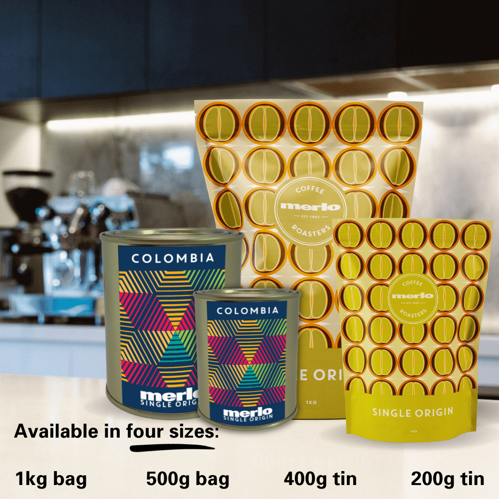Colombia beans available in four sizes in tins and bags 